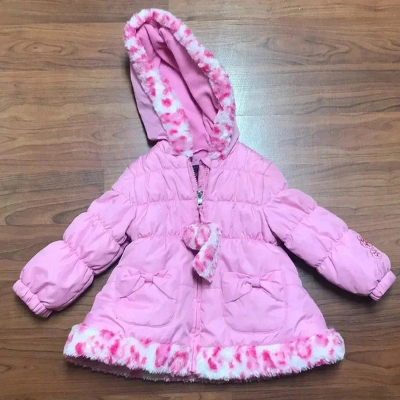 Toddler girl pink puffer jacket, size 18 months - Picture 2 of 10